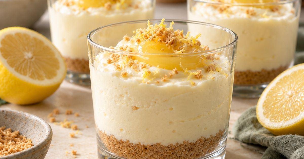 Lemon Cheesecake Pots with Walnut Crumb